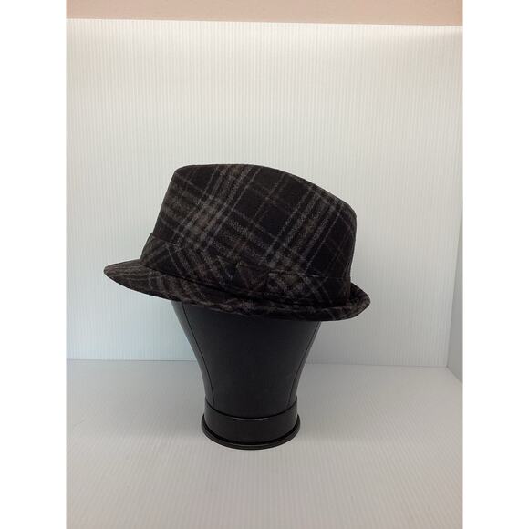 Free Authority Black Gray Plaid Fedora L/XL - Picture 1 of 5
